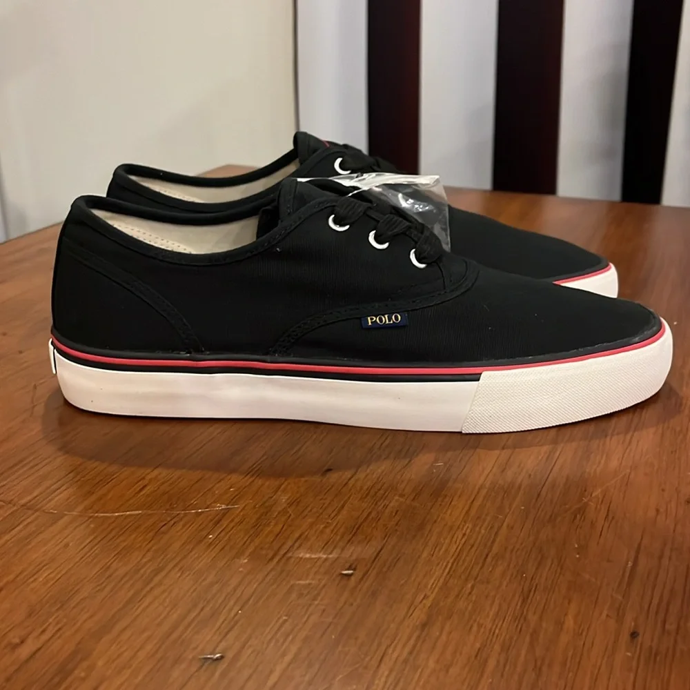 Polo Ralph Lauren Morray Boat Deck shoes sneakers new black red Mens Size 10